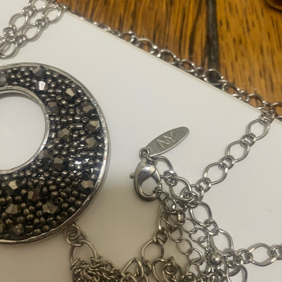 Silver tone vintage long Tassel Pendant Necklace - Picture 2 of 7